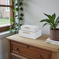 Cheungs White Faux Snakeskin Rectangular 2-pc. Decorative Box