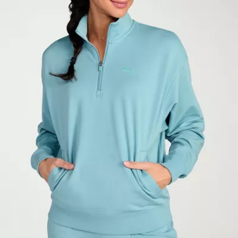 PUMA Womens Mock Neck Long Sleeve Active Quarter-Zip Pullover