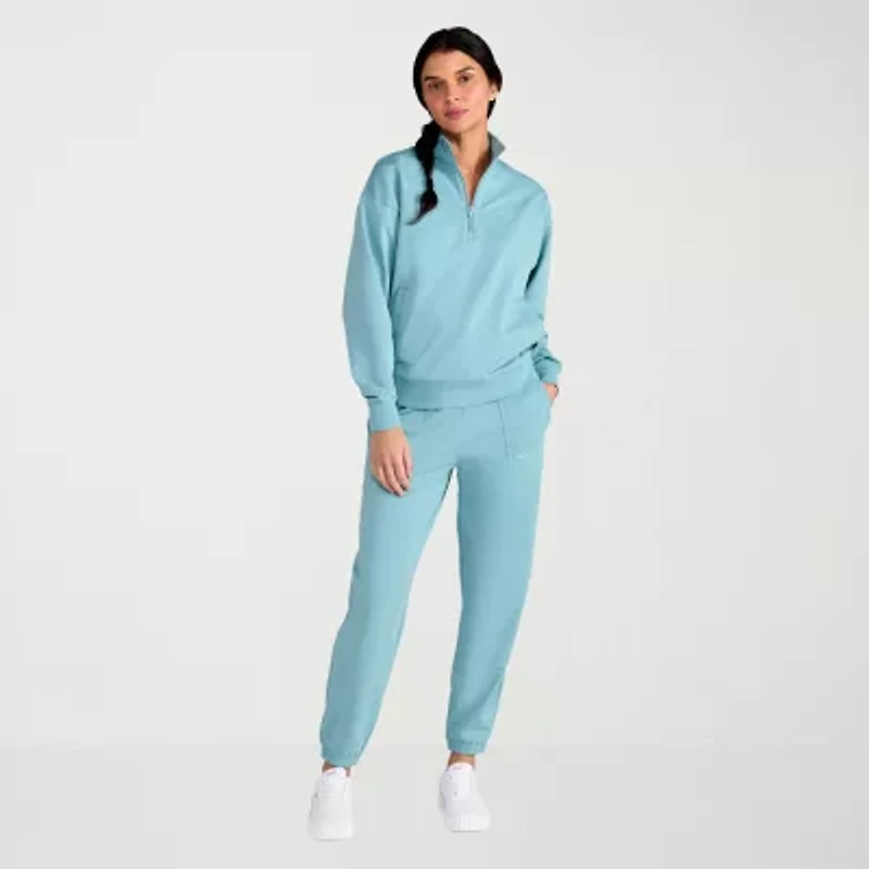 PUMA Womens Mock Neck Long Sleeve Active Quarter-Zip Pullover