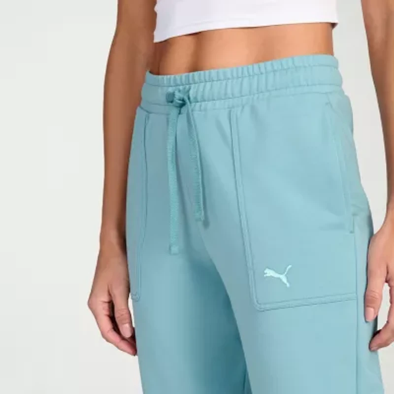 PUMA Womens Stretch Fabric Tapered Mid Rise Relaxed Fit Knit Active Jogger Pant