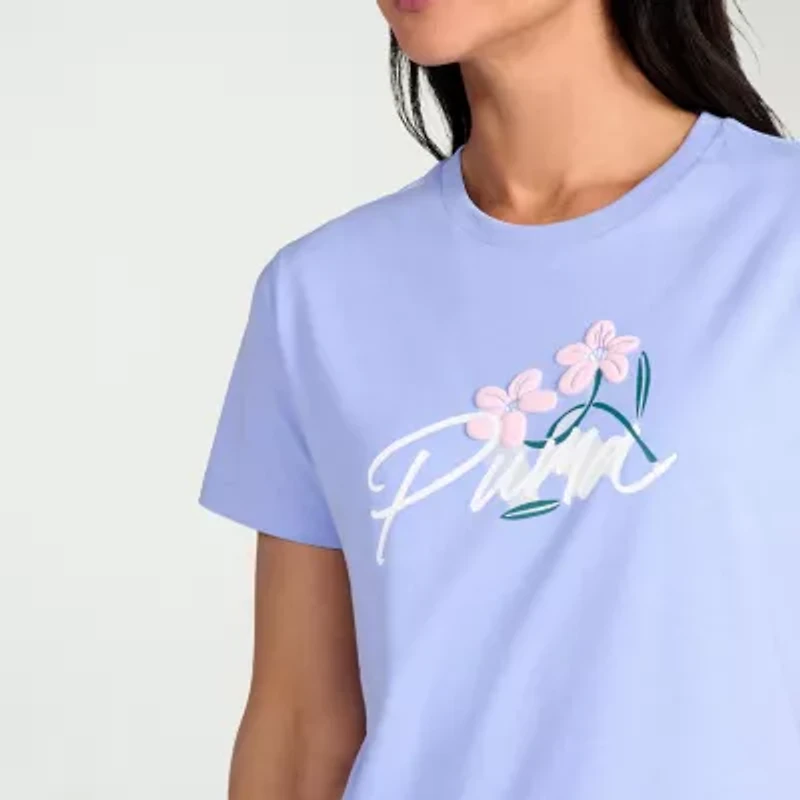 PUMA Womens Crew Neck Short Sleeve Relaxed Fit Graphic T-Shirt