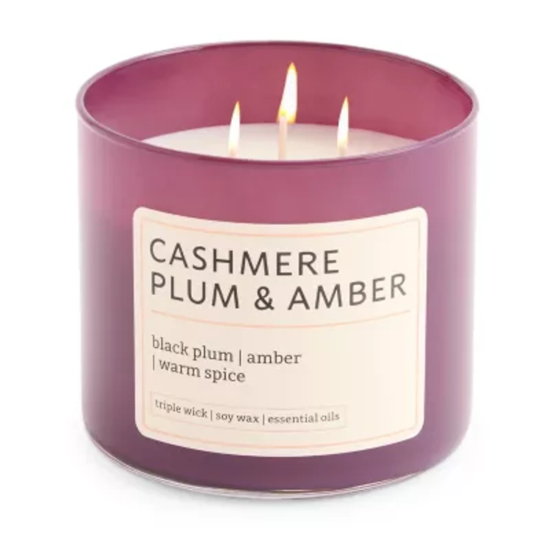 Distant Lands Cashmere Plum And Amber 3-Wick Scented Jar Candle