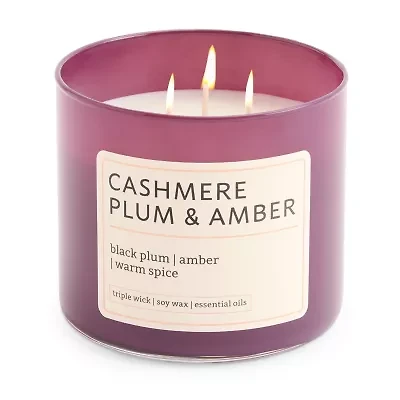 Distant Lands Cashmere Plum And Amber 3-Wick Scented Jar Candle