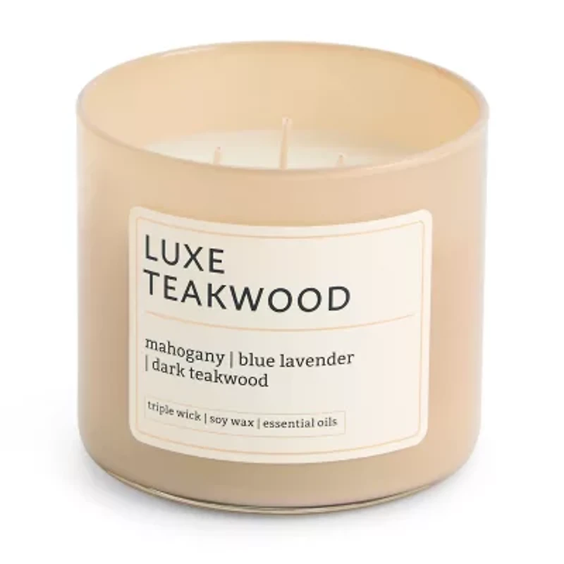 Distant Lands Luxe Teakwood 3-Wick Scented Jar Candle