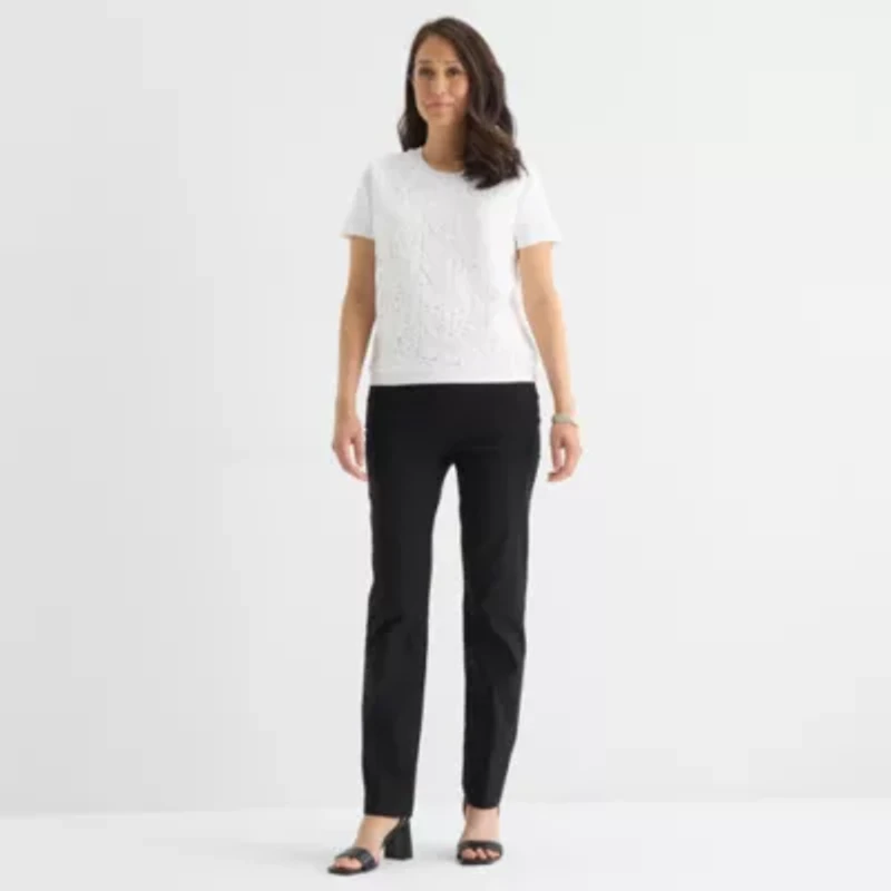 Liz Claiborne Womens Straight Pull-On Pant