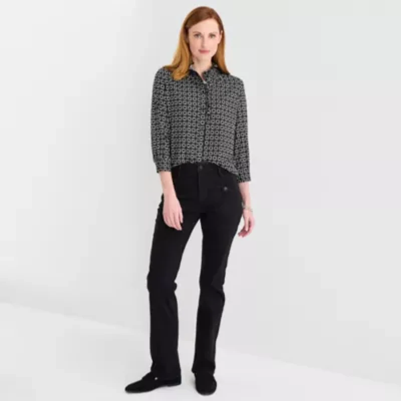 Liz Claiborne Womens Tall Crew Neck Long Sleeve Blouse