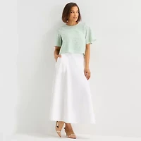 Liz Claiborne Womens Tall Mid Rise Long A-Line Skirt