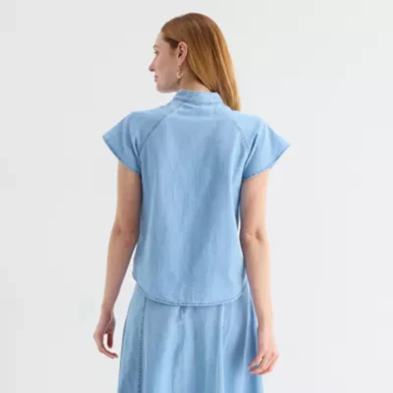 Liz Claiborne Womens Tall High Neck Blouse