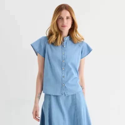 Liz Claiborne Womens Tall High Neck Blouse