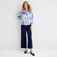 Liz Claiborne Womens Scoop Neck 3/4 Sleeve Blouse