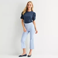 Liz Claiborne Womens Round Neck Short Sleeve Blouse