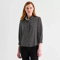 Liz Claiborne Womens 3/4 Sleeve Blouse