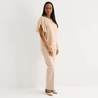 Liz Claiborne Womens Round Neck Short Sleeve Blouse