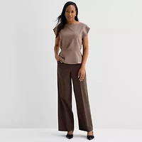 Liz Claiborne Womens Round Neck Short Sleeve Peplum Top