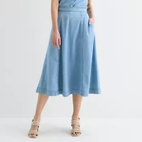 Liz Claiborne Womens Mid Rise Midi Full Skirt