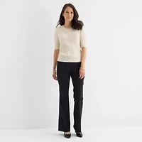 Liz Claiborne Womens Crew Neck Short Sleeve Pullover Sweater