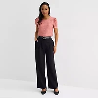 Liz Claiborne Womens Crew Neck Short Sleeve Lace Blouse