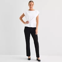 Liz Claiborne Womens Round Neck Short Sleeve Peplum Top