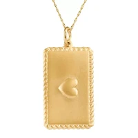 Personalized 10K Yellow Gold Rectangular Puffed Heart Pendant Necklace