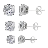 Silver Treasures Womens 3 Pair Earring Set