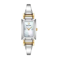Bulova Classic Womens Diamond Accent Two Tone Stainless Steel Bangle Watch 98p188