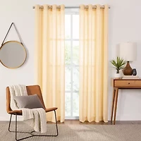 Fieldcrest Arden Solid Cotton Grommet Top Sheer Single Curtain Panel