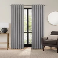 Fieldcrest Luxury Alden Linen Rod Pocket Back Tab Light-Filtering Single Curtain Panel