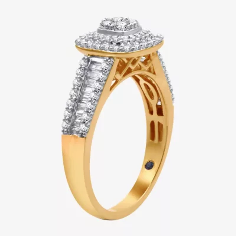 I Said Yes (H-I / I1) 1 CT.T.W. Lab-Grown Diamond Cushion Side Stone Halo Bridal Set Sterling Silver