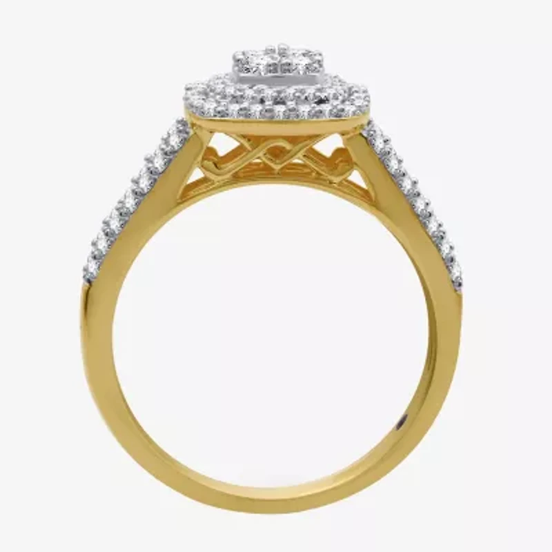 I Said Yes (H-I / I1) 1 CT.T.W. Lab-Grown Diamond Cushion Side Stone Halo Bridal Set Sterling Silver