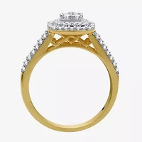 I Said Yes (H-I / I1) 1 CT.T.W. Lab-Grown Diamond Cushion Side Stone Halo Bridal Set Sterling Silver