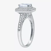 Signature By Modern Bride (H-I / I1) Womens 1 1/2 CT. T.W. Lab Grown Diamond 10K White Gold Side Stone Halo Engagement Ring