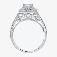 Signature By Modern Bride (H-I / I1) Womens 1 1/2 CT. T.W. Lab Grown Diamond 10K White Gold Side Stone Halo Engagement Ring