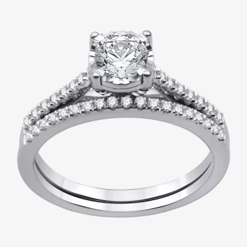 Womens 3/4 CT. T.W. Natural White Diamond 10K Gold Round Bridal Set
