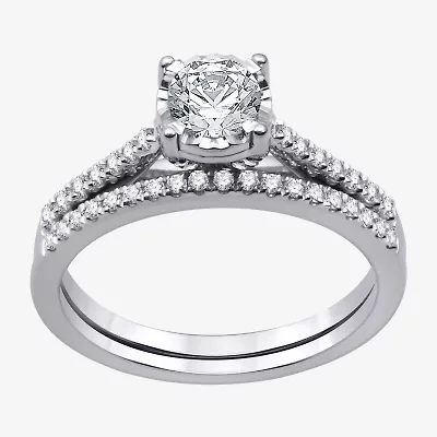 Womens 3/4 CT. T.W. Natural White Diamond 10K Gold Round Bridal Set