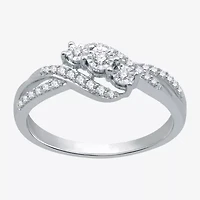 Love Lives Forever Womens 1/4 CT. T.W. Natural White Diamond 10K Gold 3-Stone Engagement Ring