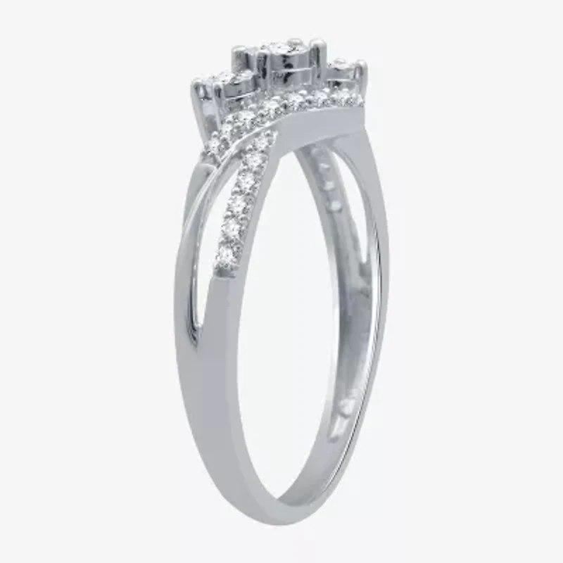 Love Lives Forever Womens 1/4 CT. T.W. Natural White Diamond 10K Gold 3-Stone Engagement Ring