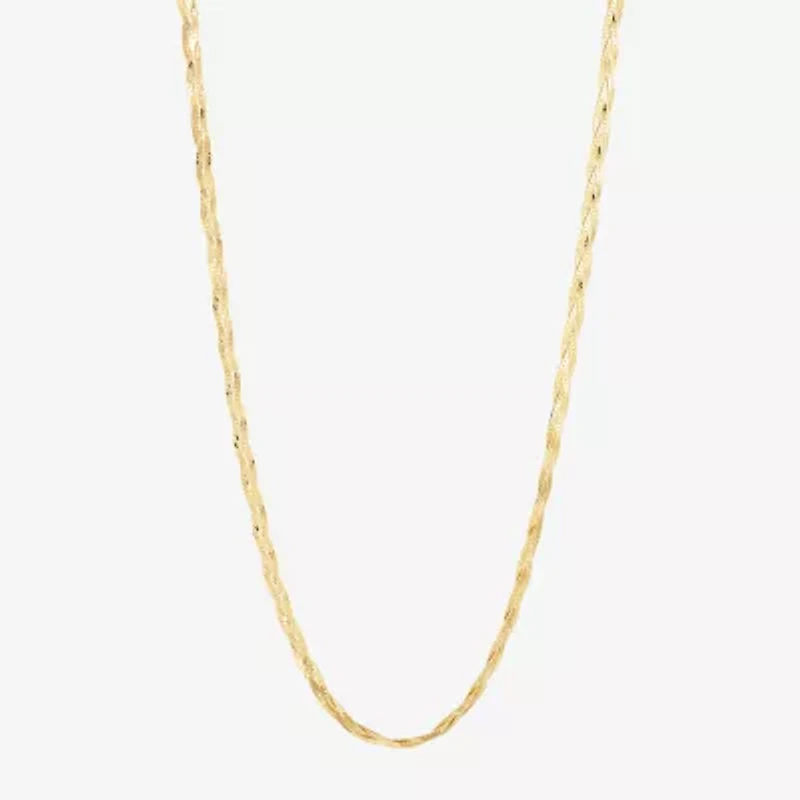 Made in Italy Unisex Adult 10K Gold 18 Inch Herringbone Chain Necklace