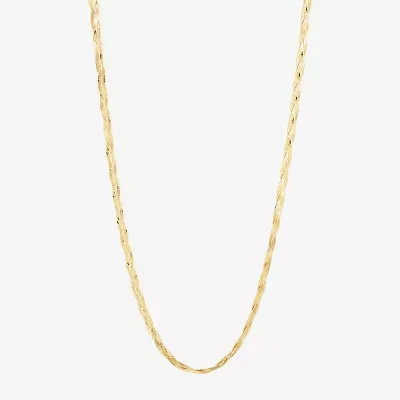 Made in Italy Unisex Adult 10K Gold 18 Inch Herringbone Chain Necklace