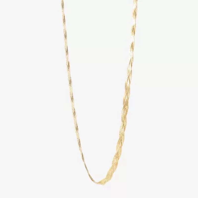 Made in Italy Unisex Adult 10K Gold 18 Inch Herringbone Chain Necklace