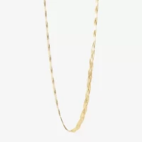 Made in Italy Unisex Adult 10K Gold 18 Inch Herringbone Chain Necklace
