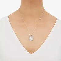 Cameo Womens Pink Mother Of Pearl Sterling Silver Flower 18 Inch Pendant Necklace