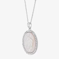 Cameo Womens Pink Mother Of Pearl Sterling Silver Flower 18 Inch Pendant Necklace