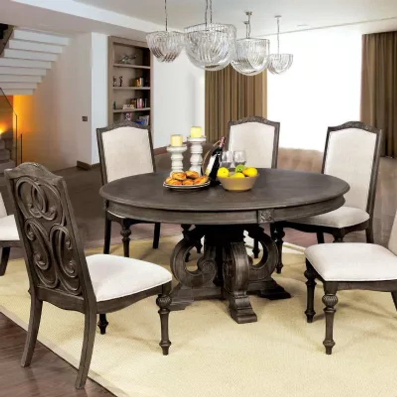 Maud Dining And Kitchen Collection Round Wood-Top Dining Table