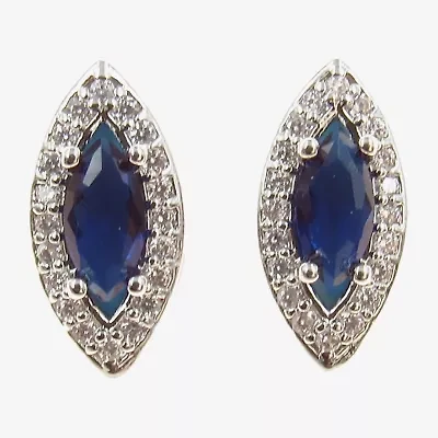 Vieste Rosa Blue Cubic Zirconia 1/2 Inch Oval Stud Earrings