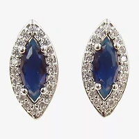 Vieste Rosa Blue Cubic Zirconia 1/2 Inch Oval Stud Earrings