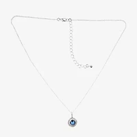 Vieste Rosa Womens Blue Cubic Zirconia Round 16 Inch Pendant Necklace