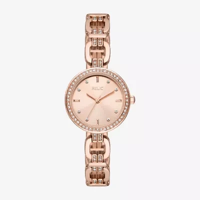 Relic By Fossil Womens Rose Goldtone Bracelet Watch Zr34650