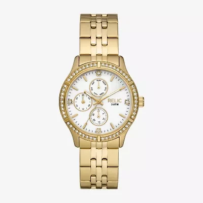 Relic By Fossil Womens Multi-Function Gold Tone Stainless Steel Bracelet Watch Zr16013