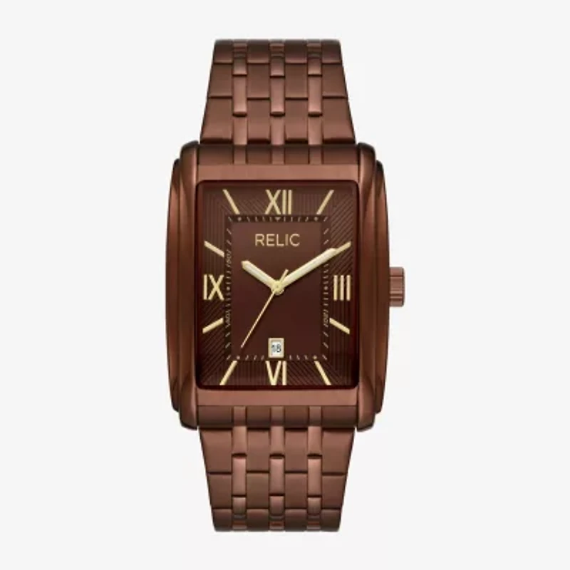 Relic By Fossil Mens Brown Stainless Steel Bracelet Watch Zr77335