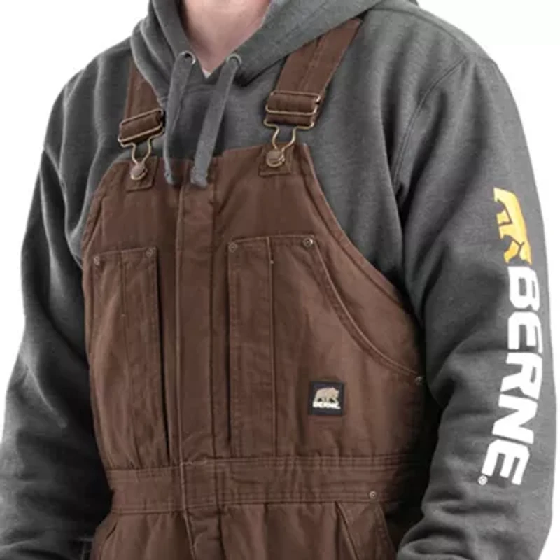 Berne Highland Washed Insulated Bibs Short Mens Workwear Overall